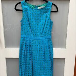 0 Ann Taylor Green and Blue Lace Eyelet Spring Dress